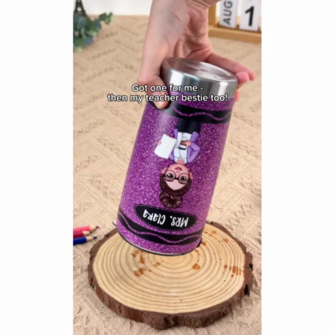 Teacher Crayon Personalized Tumbler| Back To School Gift For Teacher (Not Real Glitter) - Image 2