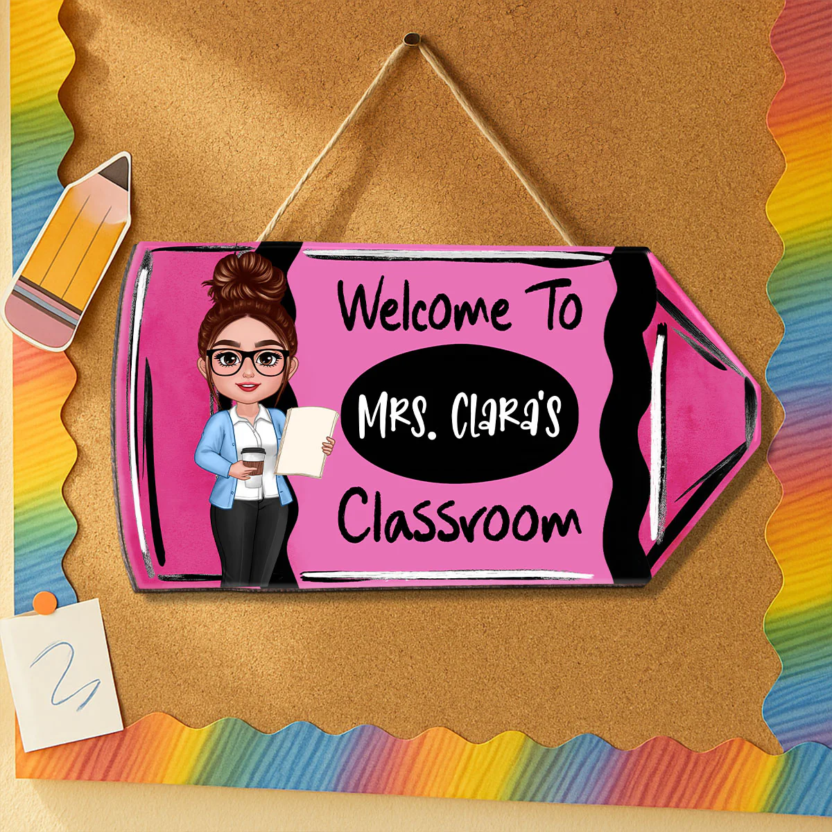 Teacher Crayon Personalized Wood Sign - Image 3