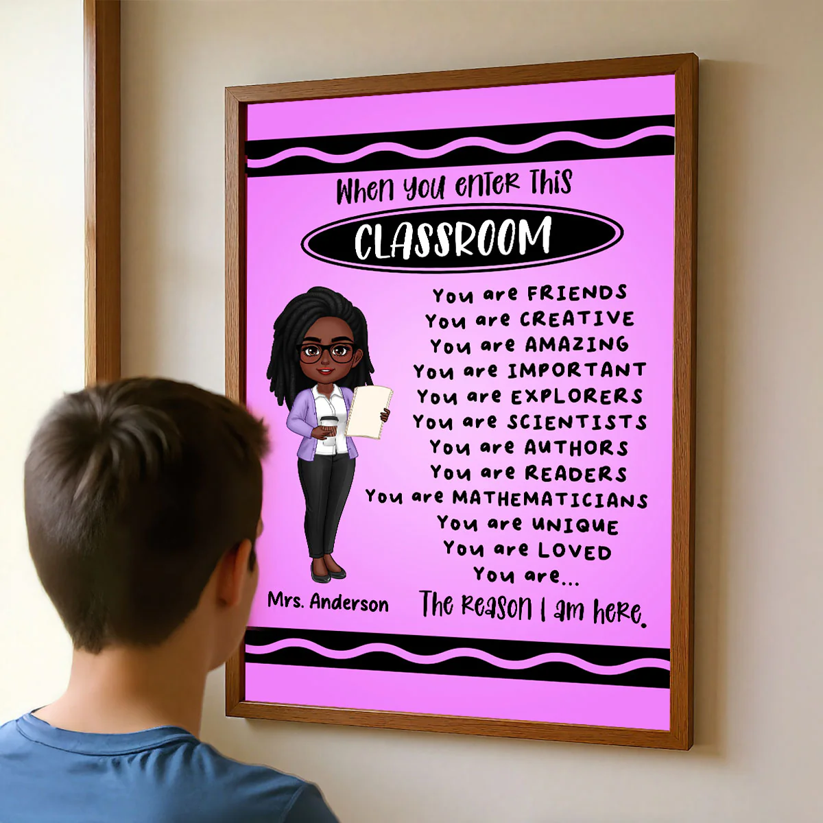 Teacher Crayon Theme When You Enter This Classroom Personalized Poster - Image 3