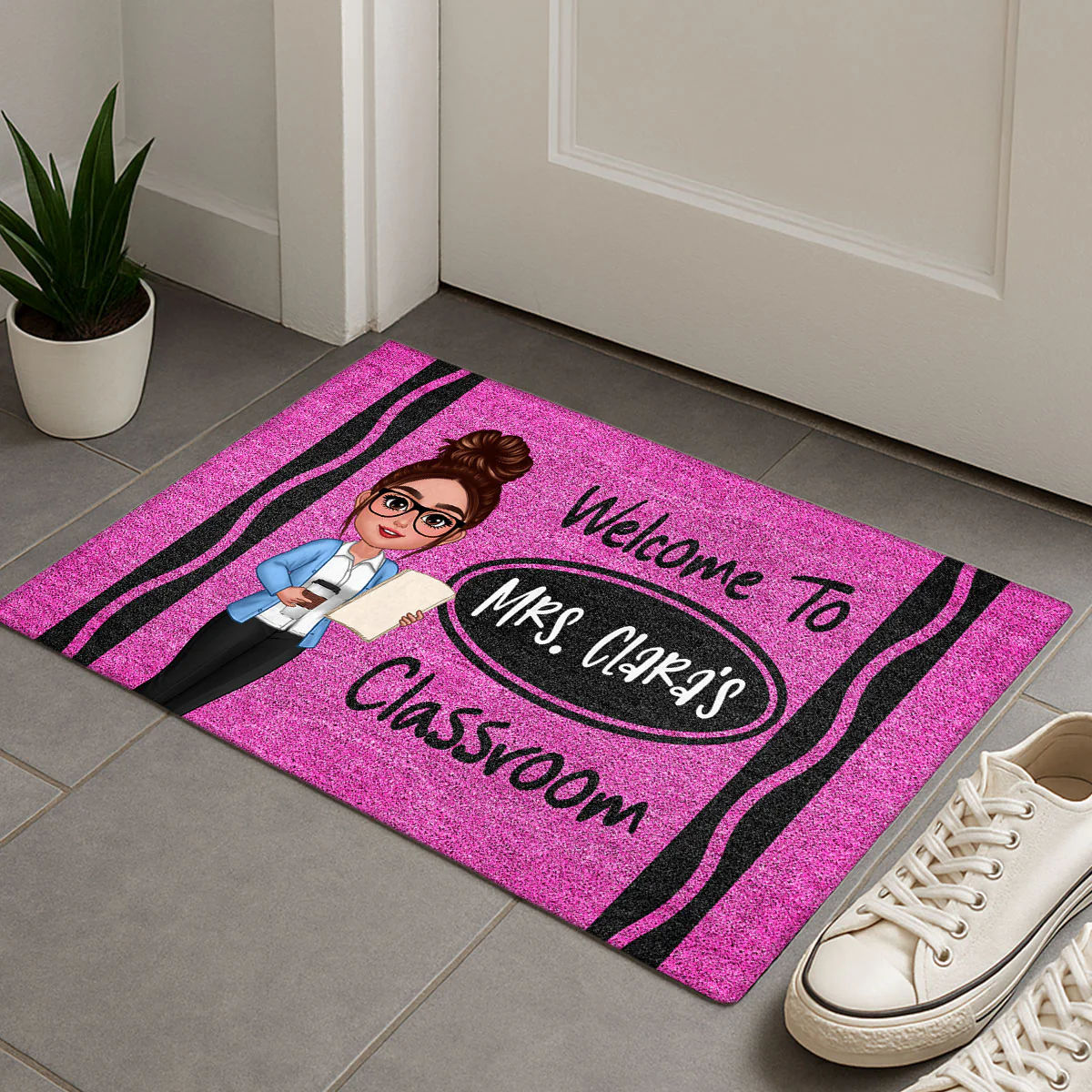 Teacher Crayon Welcome To Classroom - Personalized Doormat - Back To School Gift, Classroom Decoration - Image 5