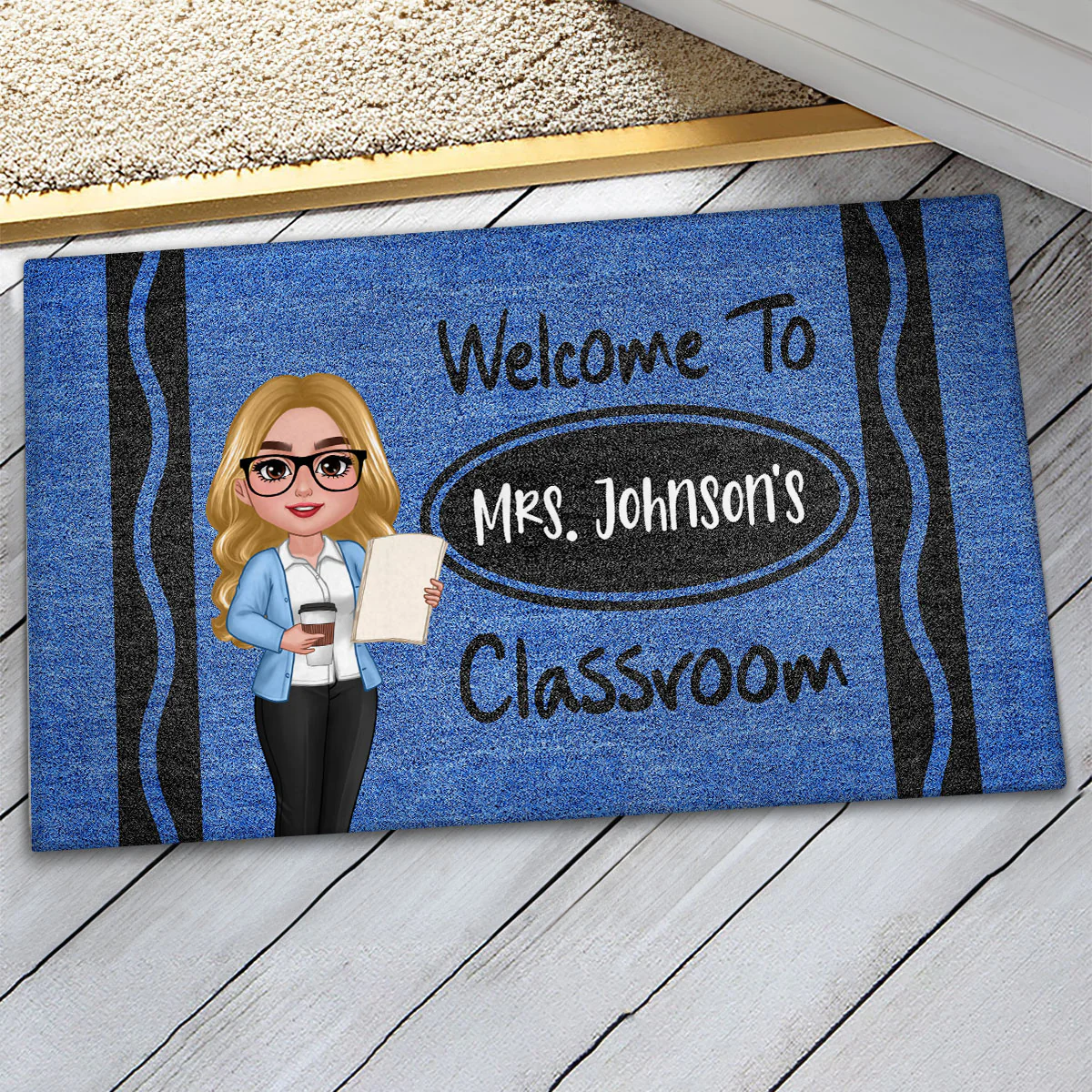 Teacher Welcome To Classroom Crayon Pattern Cute - Personalized Doormat - Back To School Gift, Classroom Decoration - Image 4