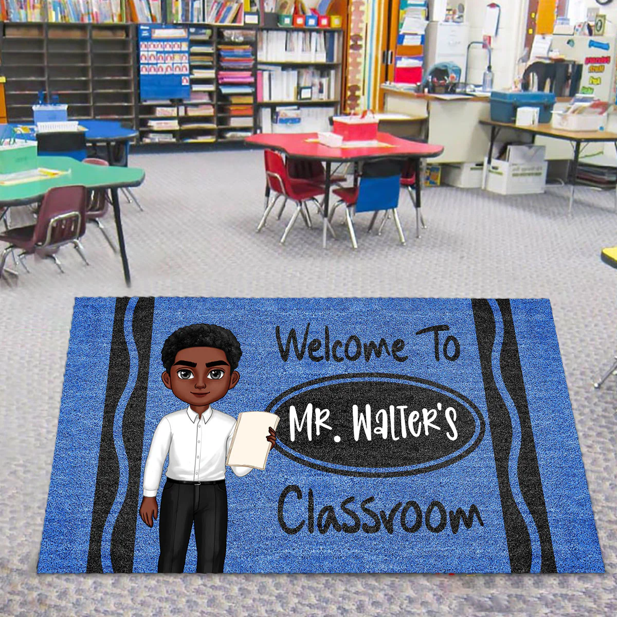 Teacher Welcome To Classroom Crayon Pattern Cute - Personalized Doormat - Back To School Gift, Classroom Decoration - Image 7
