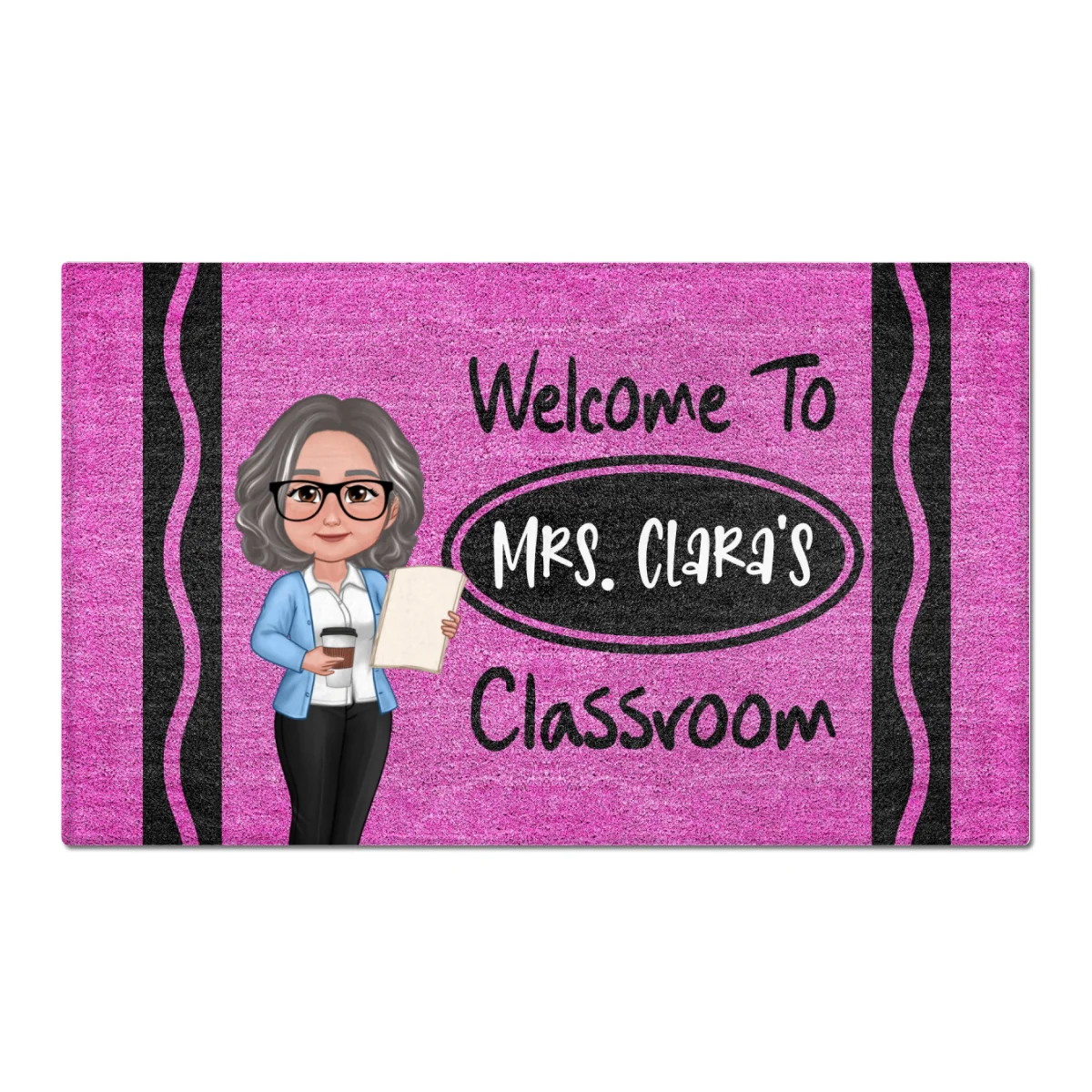 Teacher Welcome To Classroom Crayon Pattern Cute - Personalized Doormat - Back To School Gift, Classroom Decoration - Image 9