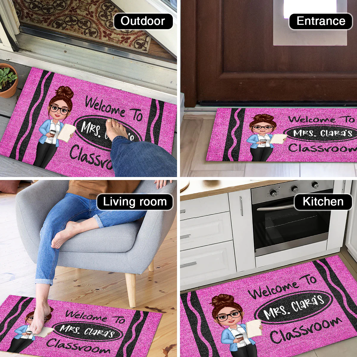 Teacher Crayon Welcome To Classroom - Personalized Doormat - Back To School Gift, Classroom Decoration - Image 5
