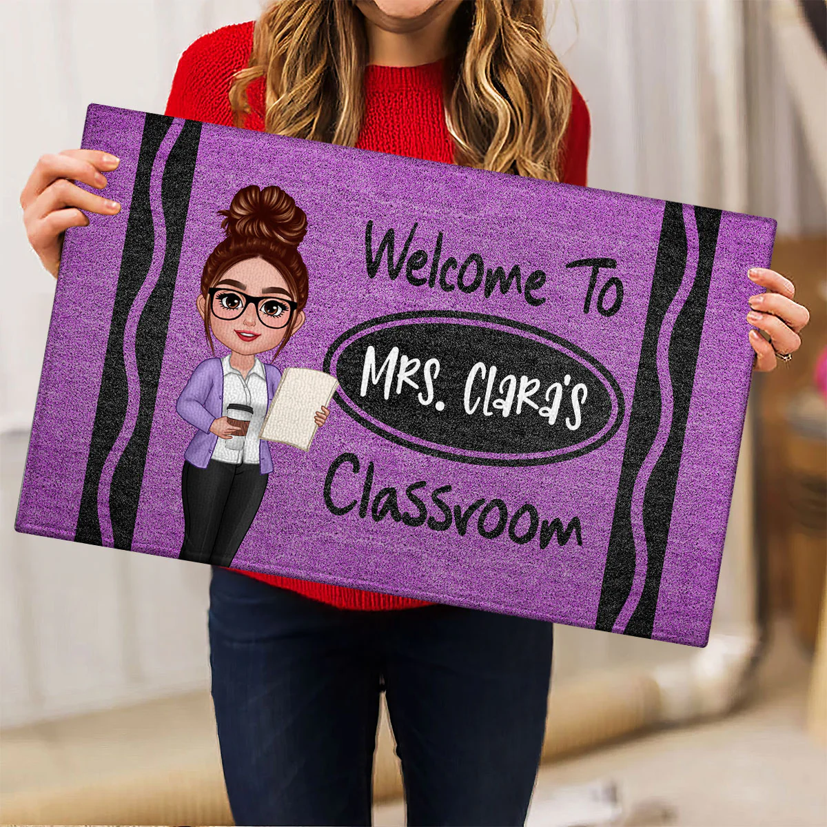 Teacher Crayon Welcome To Classroom - Personalized Doormat - Back To School Gift, Classroom Decoration - Image 7