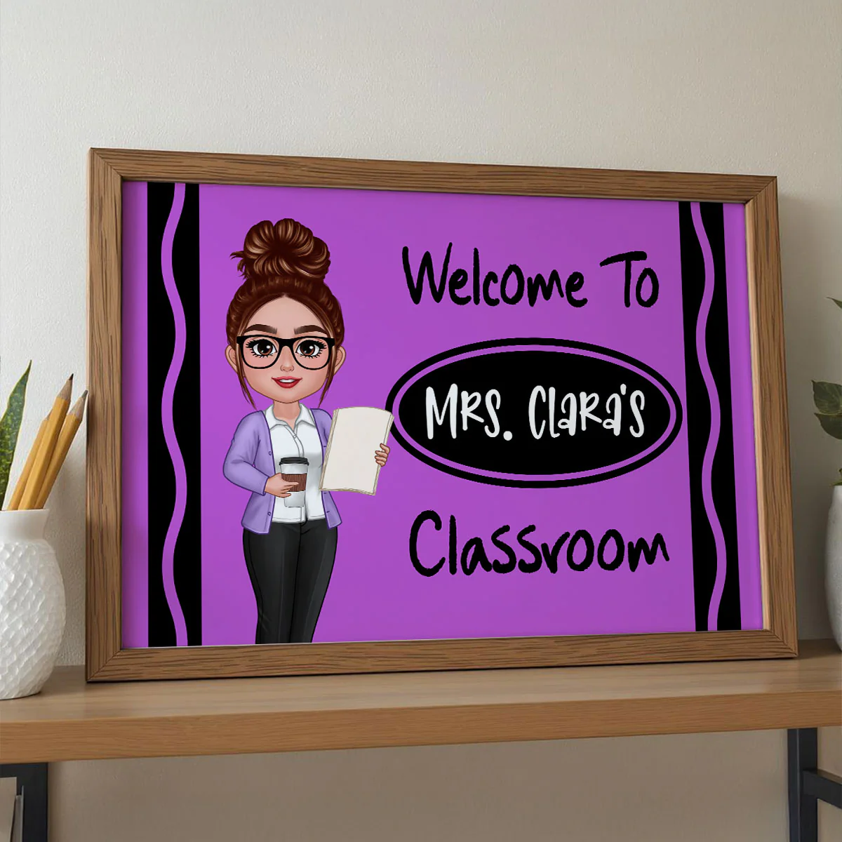 Teacher Crayon Welcome To Classroom Personalized Poster| Back To School Gift, Classroom Decoration - Image 6