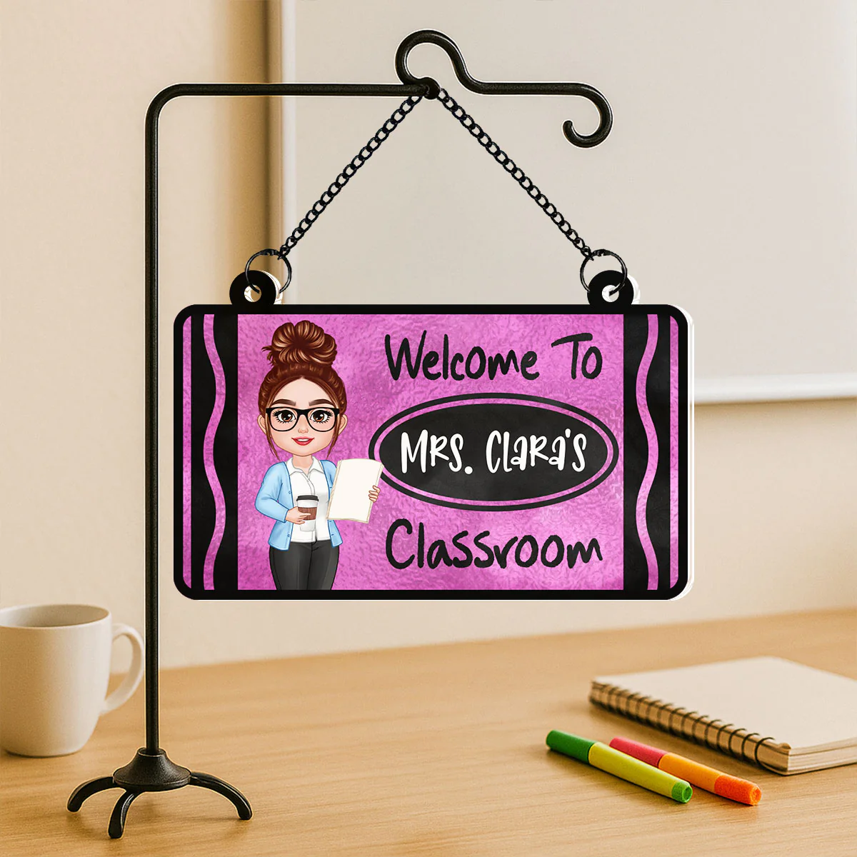 Teacher Crayon Welcome To Classroom Personalized Suncatcher| Back To School, Classroom Decoration - Image 6
