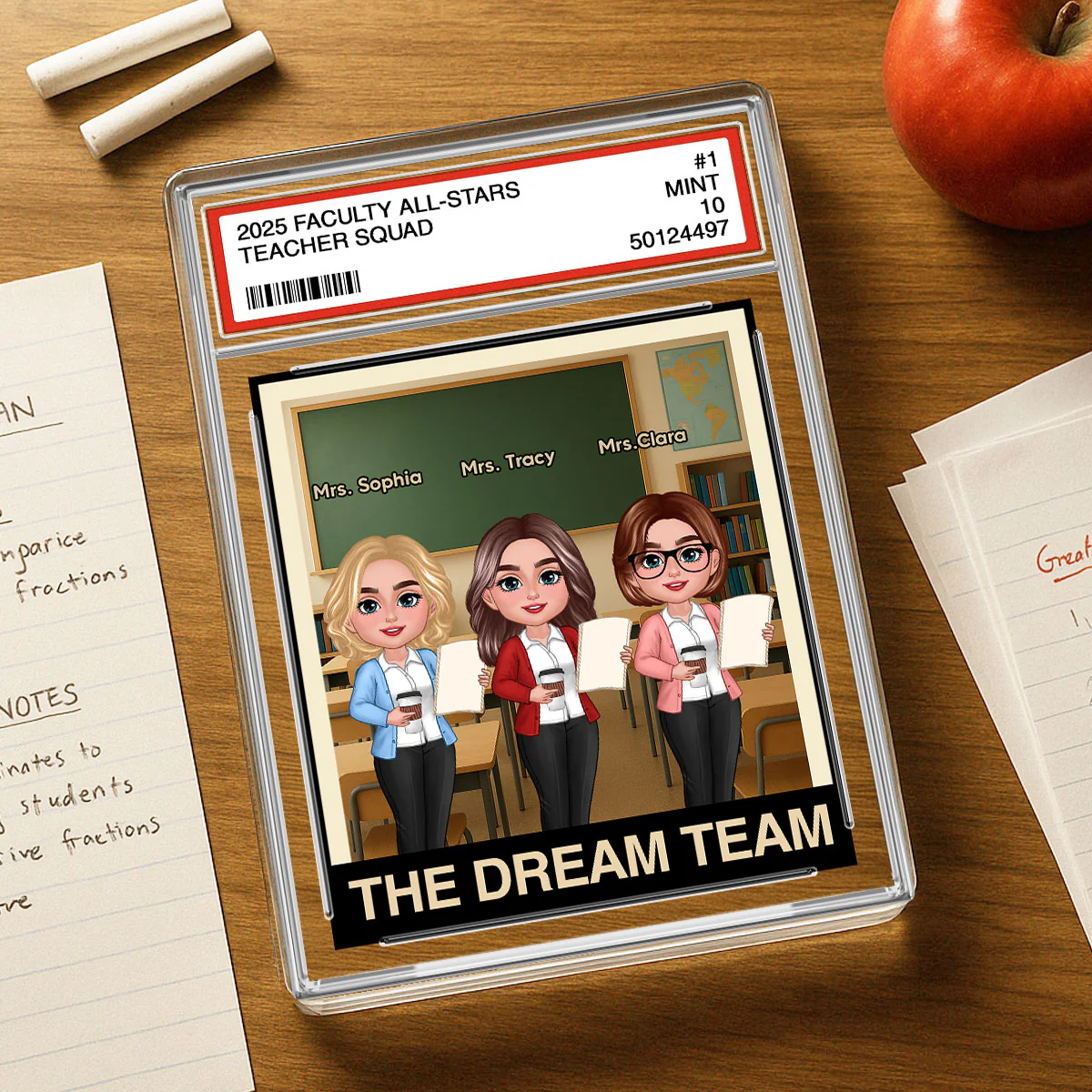 Teacher Dream Team Trading Card Style Personalized Rectangle Acrylic Block Plaque - Image 2