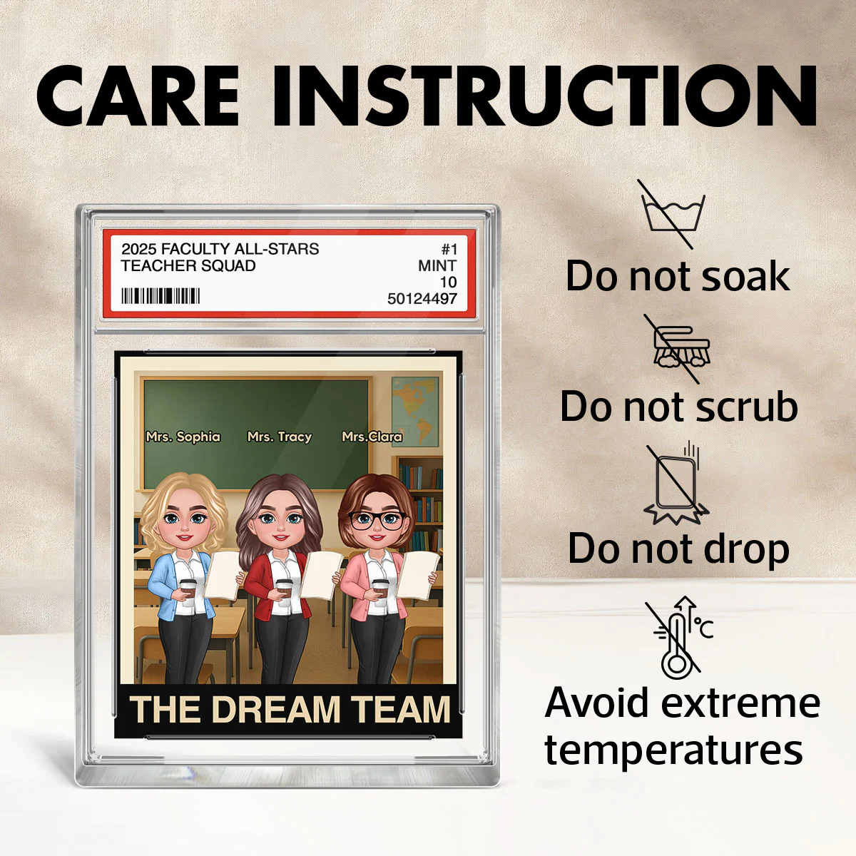 Teacher Dream Team Trading Card Style Personalized Rectangle Acrylic Block Plaque - Image 6