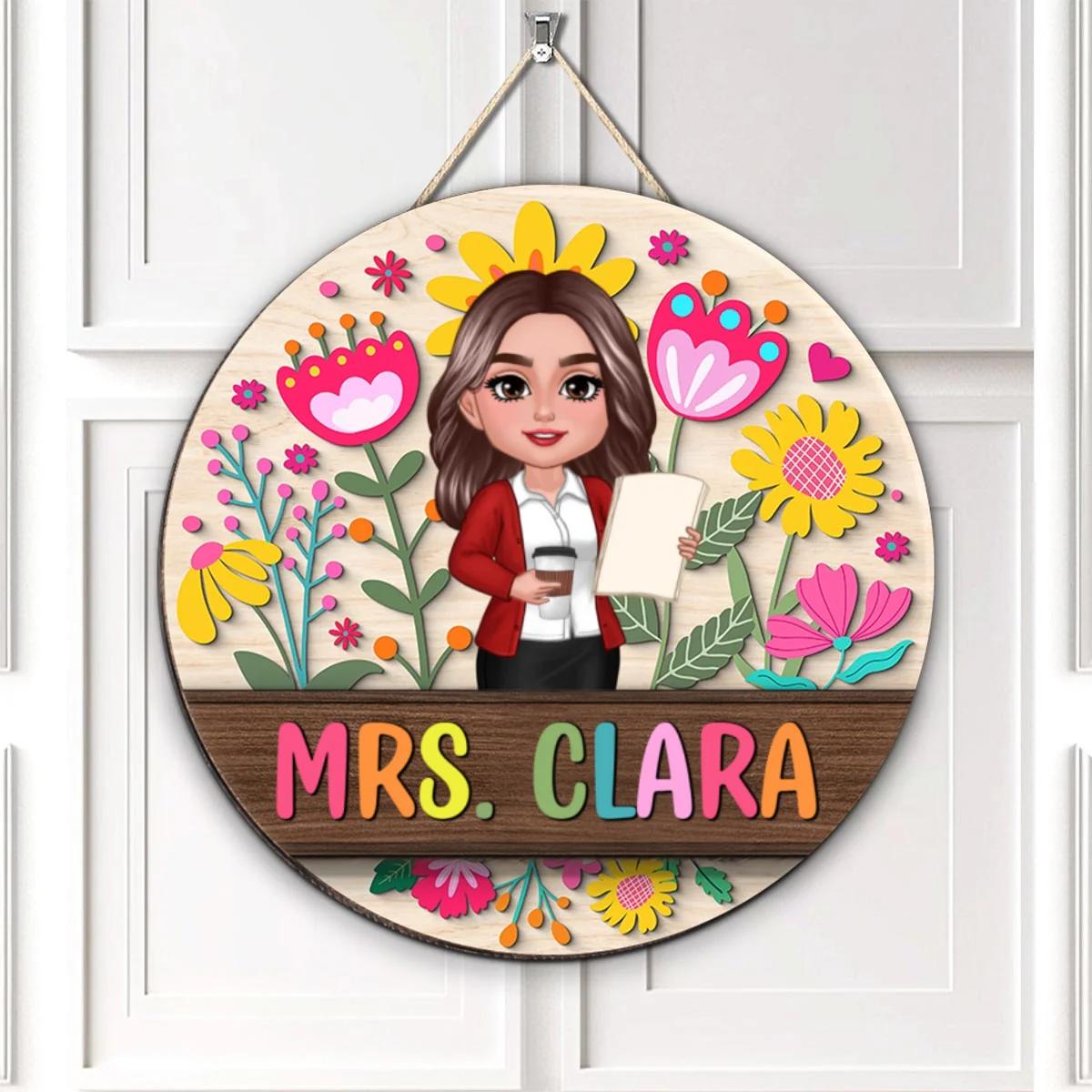 Teacher Flower Pattern Personalized Wood Sign| Back To School Gift For Teachers, Classroom Decoration - Image 11