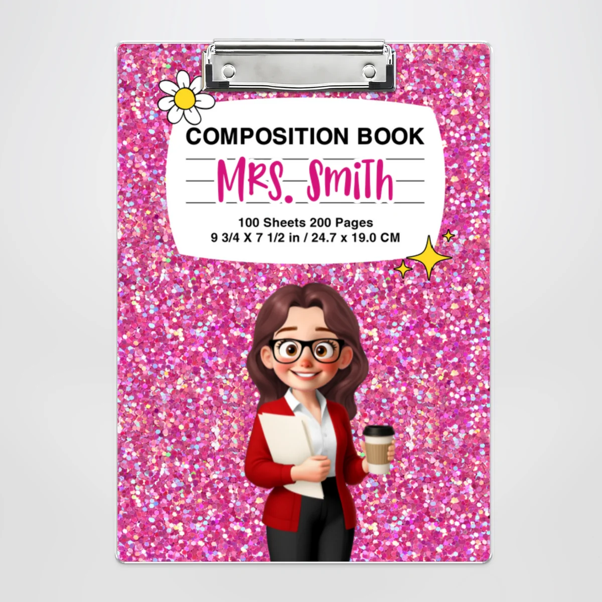 Teacher Galaxy Composition Book Pattern Personalized Acrylic Clipboard, Gift For Teacher - Image 11