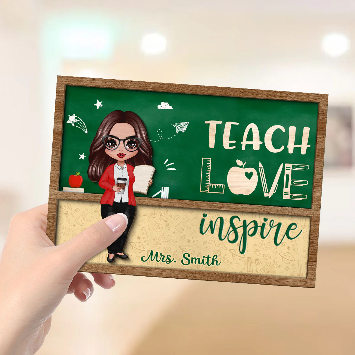Teacher Green Board Personalized 2-Layer Wooden Plaque, Gift For Teacher, Appreciation Gift - Image 4