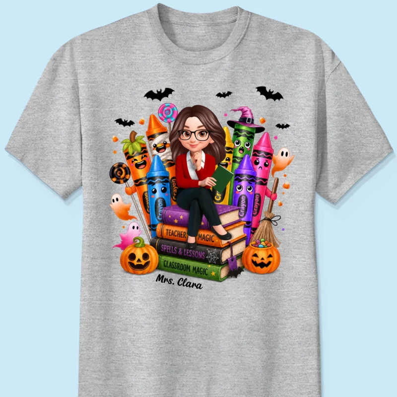 Teacher Halloween Crayon Crew - Personalized Shirt - Image 11