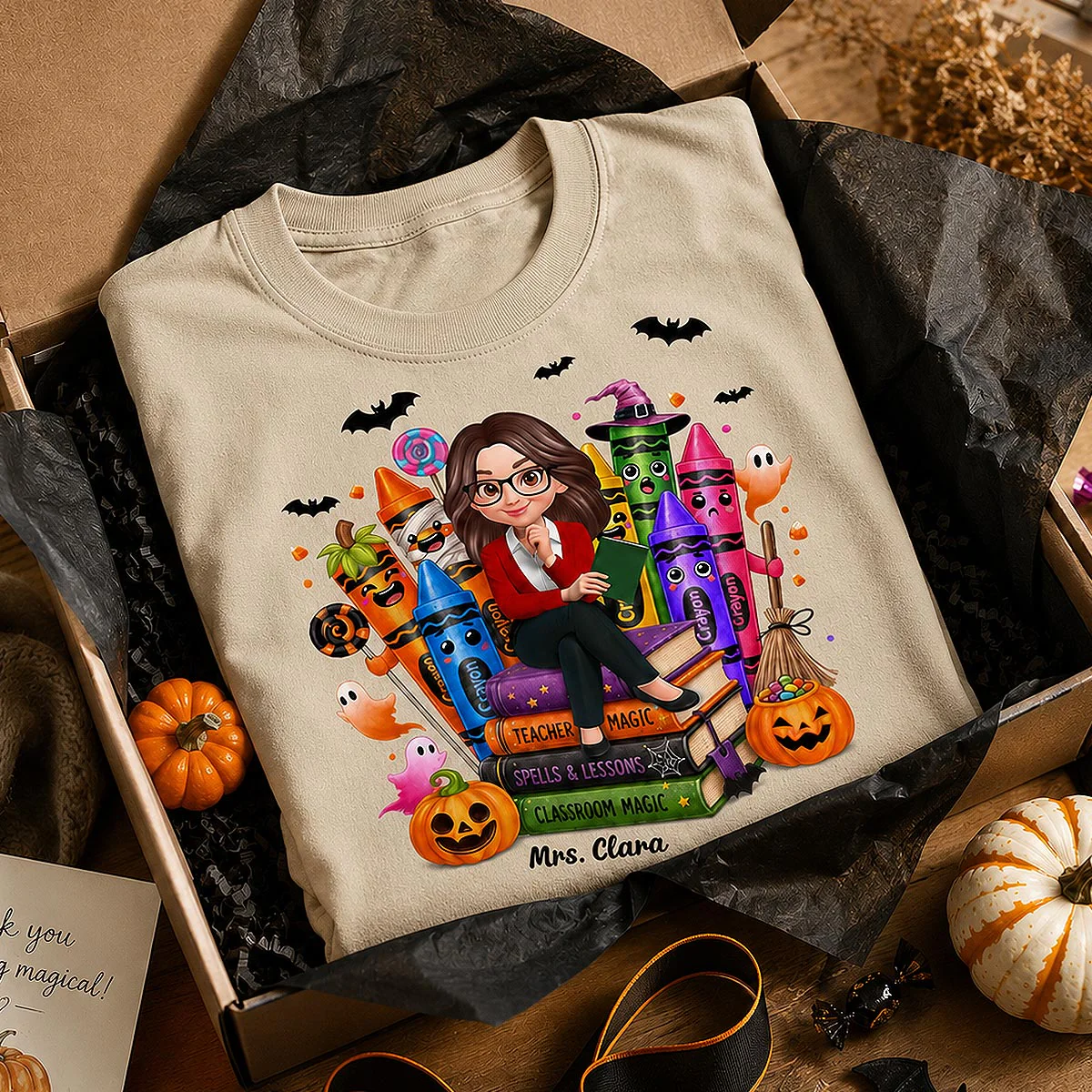 Teacher Halloween Crayon Crew - Personalized Shirt - Image 2