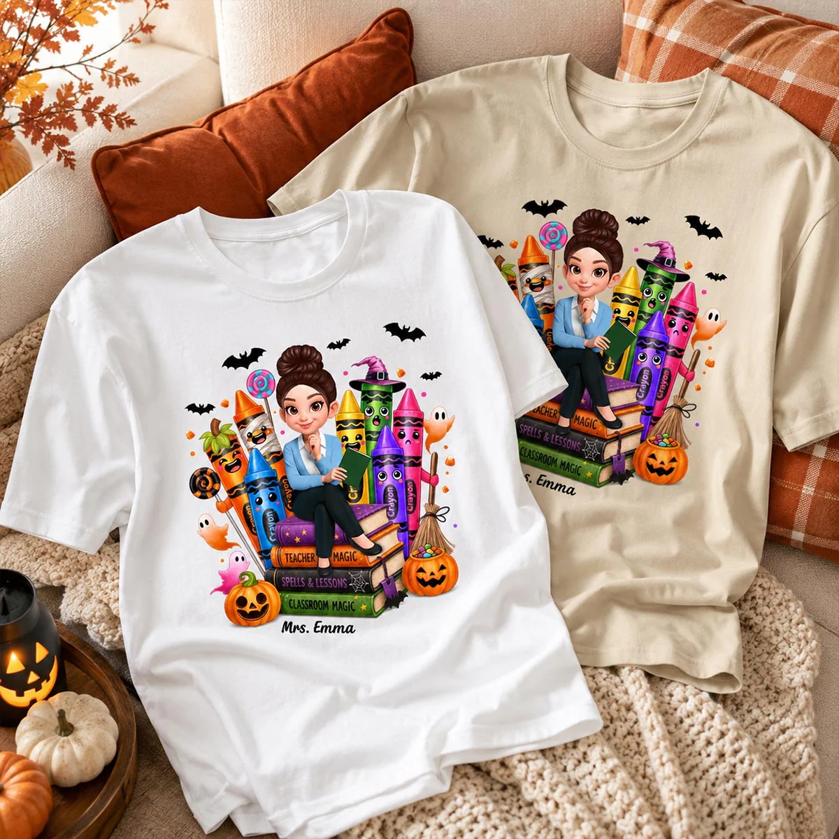 Teacher Halloween Crayon Crew - Personalized Shirt - Image 3