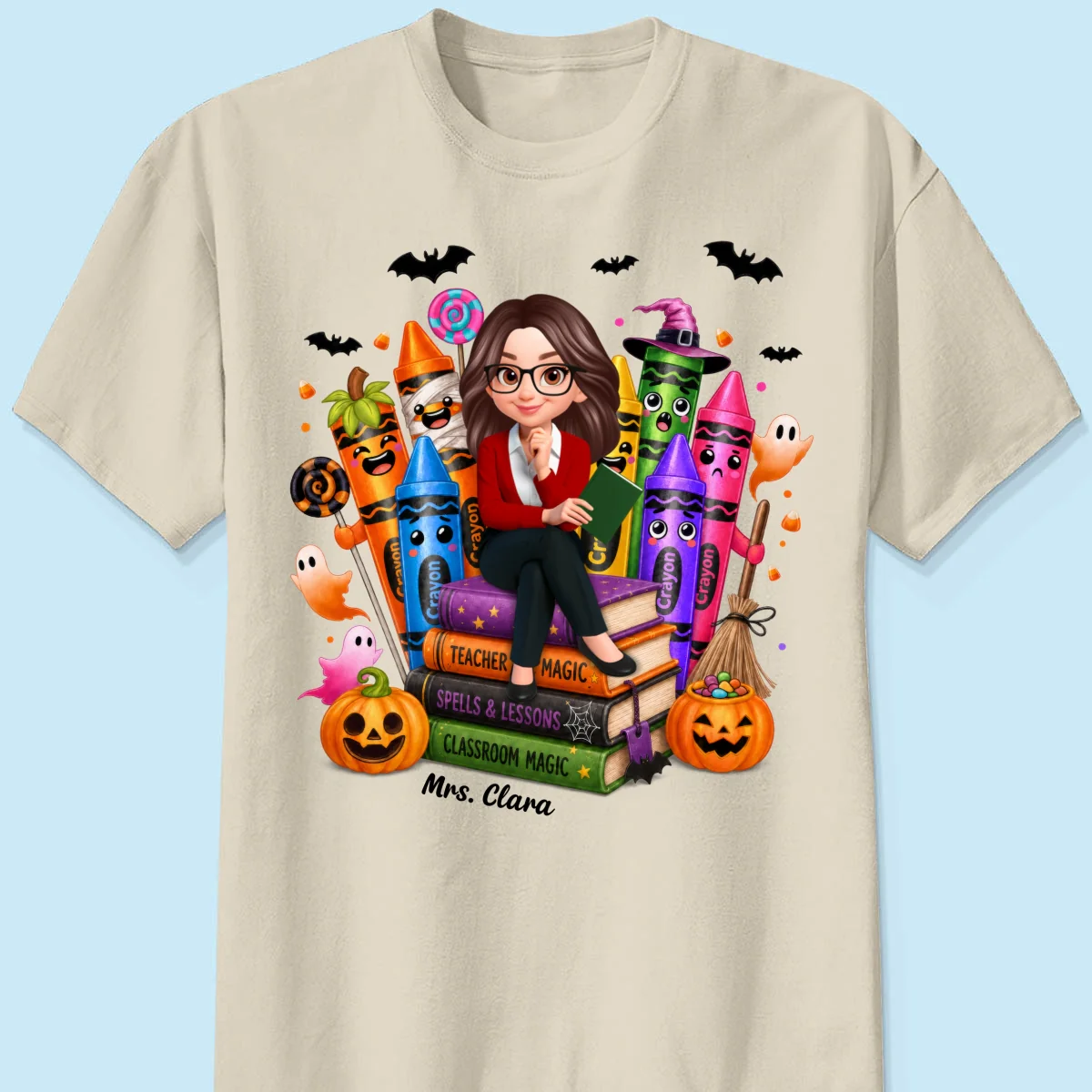 Teacher Halloween Crayon Crew - Personalized Shirt - Image 9
