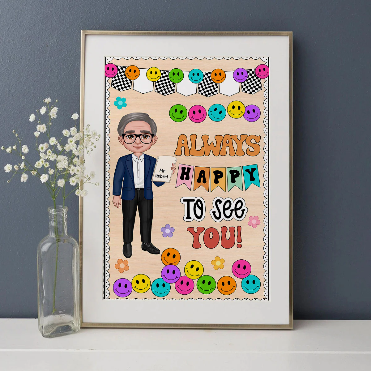 Teacher Happy To See Your Face Personalized Poster, Classroom Decoration, Back To School Poster - Image 6