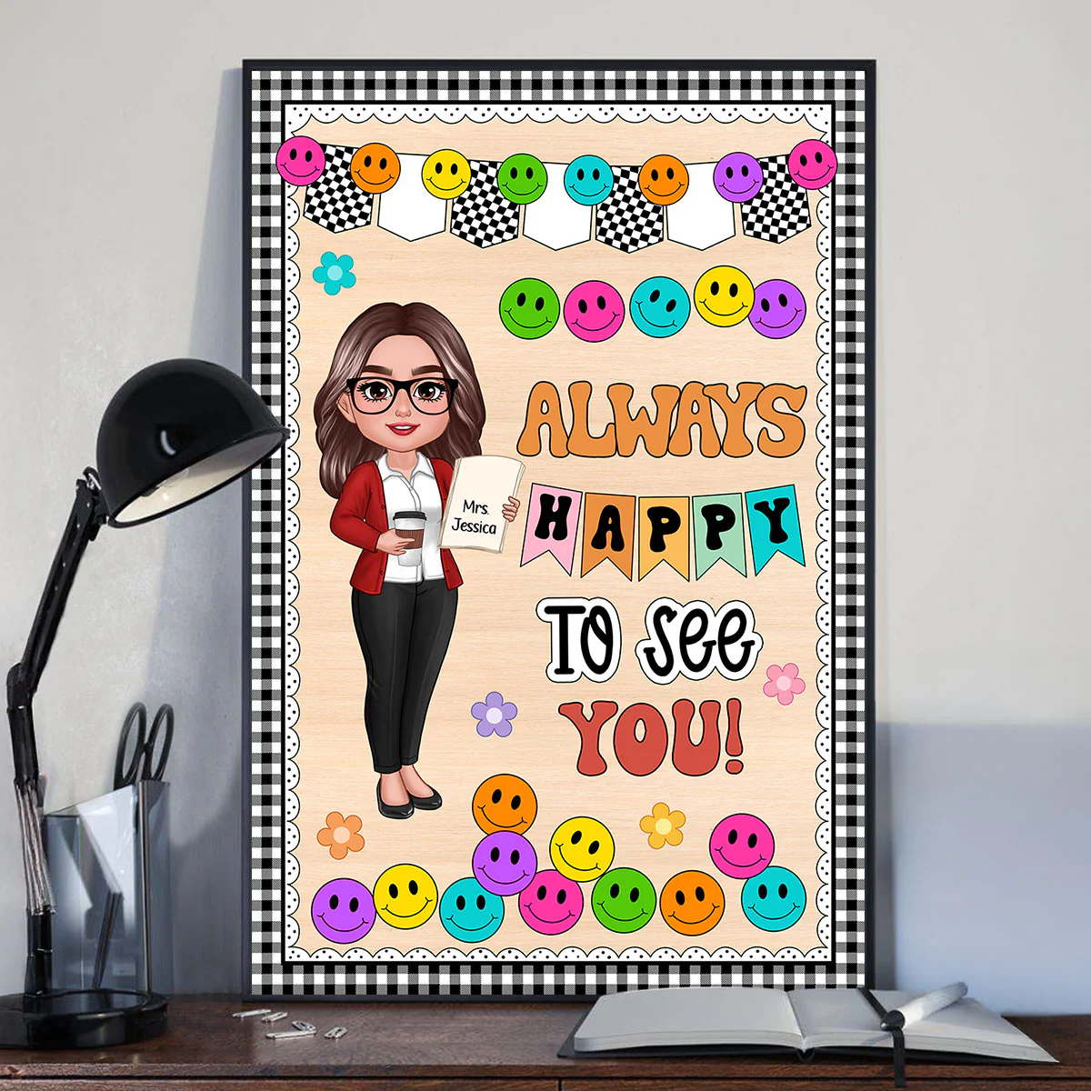 Teacher Happy To See Your Face Personalized Poster, Classroom Decoration, Back To School Poster - Image 8