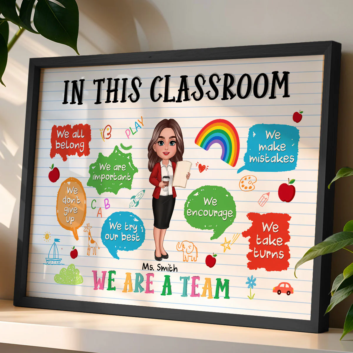 Teacher In This Classroom We're A Team Personalized Poster, Back To School Gift, Gift For Teacher - Image 4