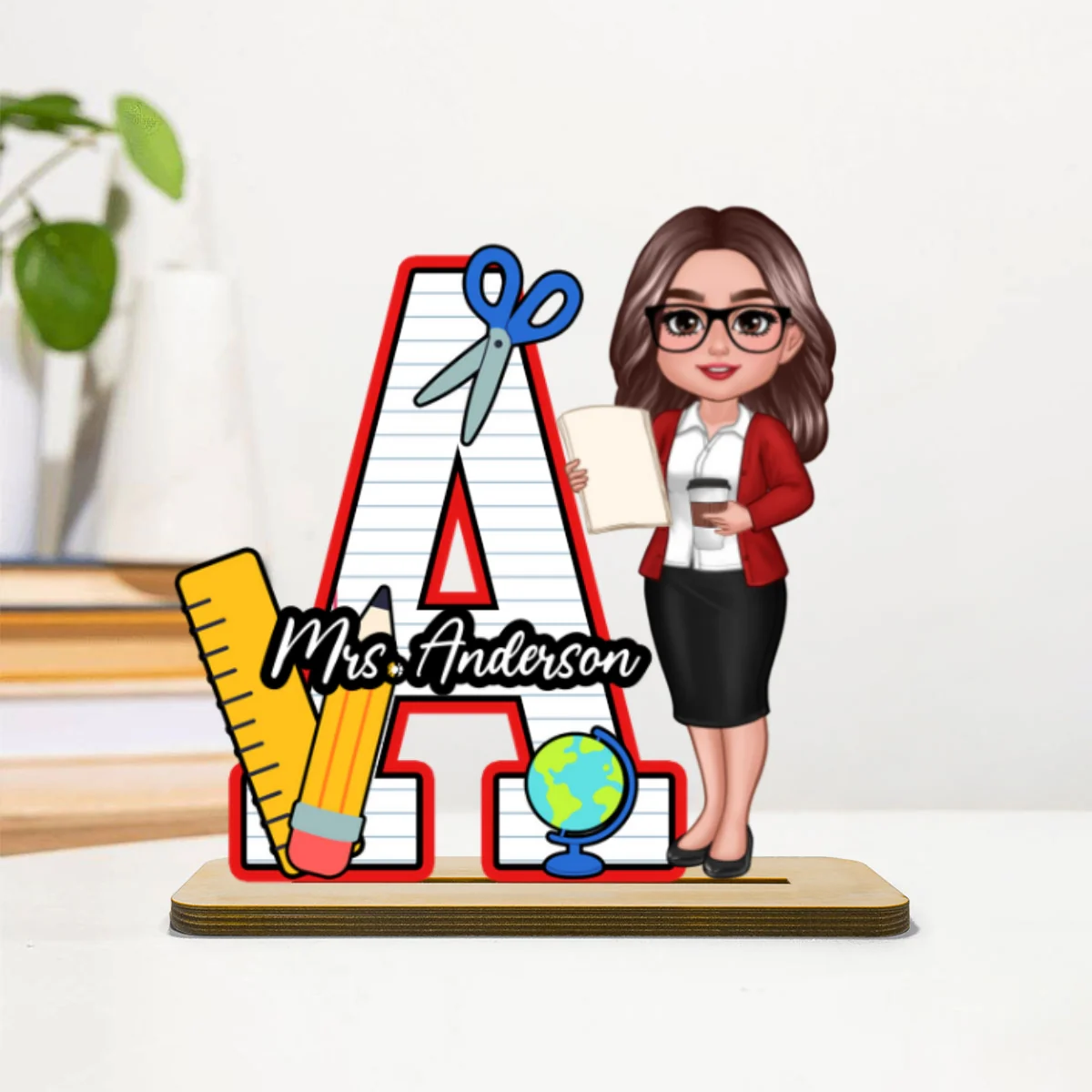 Teacher Initial Name Personalized 2-Layer Standing Wooden Plaque, Back to School gift - Image 10