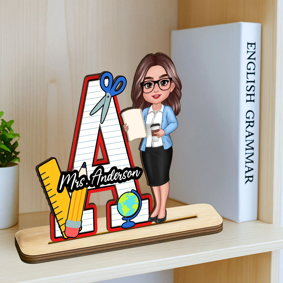 Teacher Initial Name Personalized 2-Layer Standing Wooden Plaque, Back to School gift - Image 5