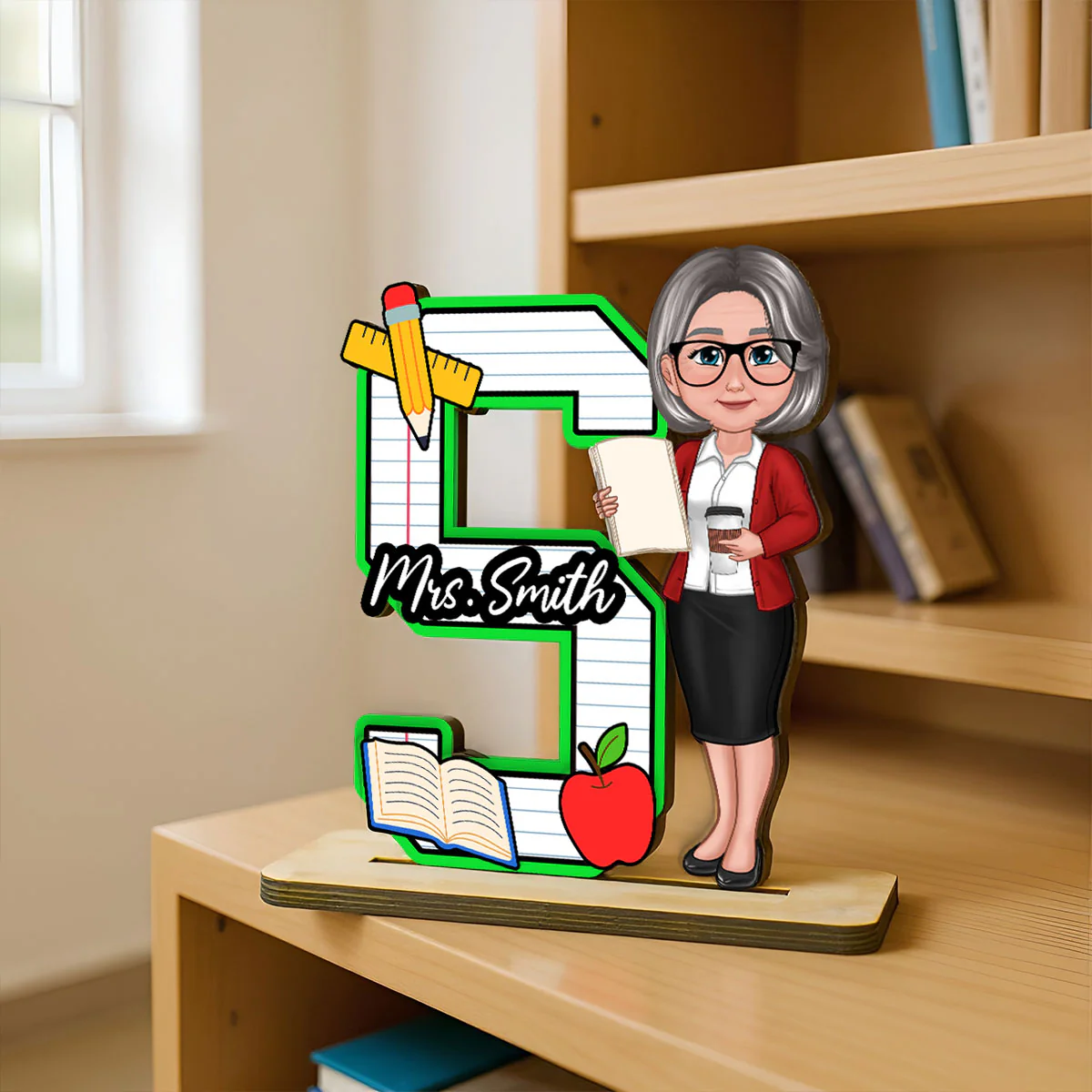 Teacher Initial Name Personalized 2-Layer Standing Wooden Plaque, Back to School gift - Image 7