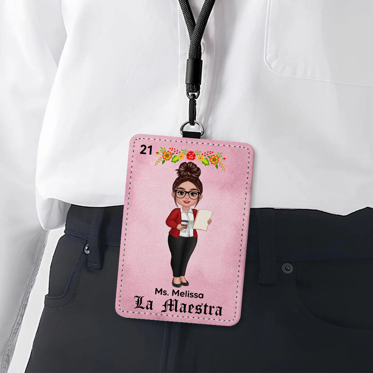 Teacher La Maestra Personalized ID Badge Holder, Back To School Gift For Teacher - Image 2
