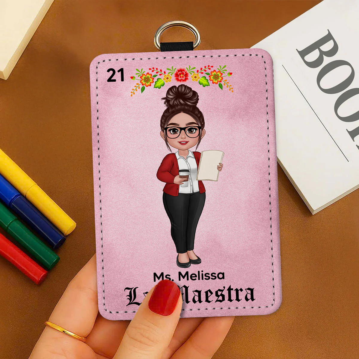 Teacher La Maestra Personalized ID Badge Holder, Back To School Gift For Teacher - Image 3