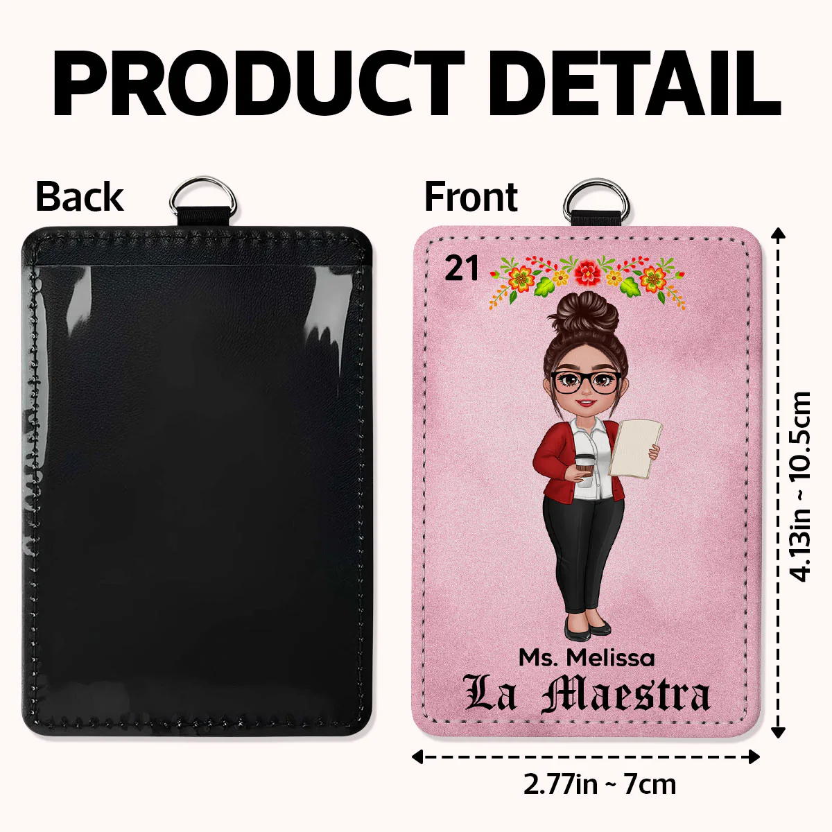 Teacher La Maestra Personalized ID Badge Holder, Back To School Gift For Teacher - Image 5