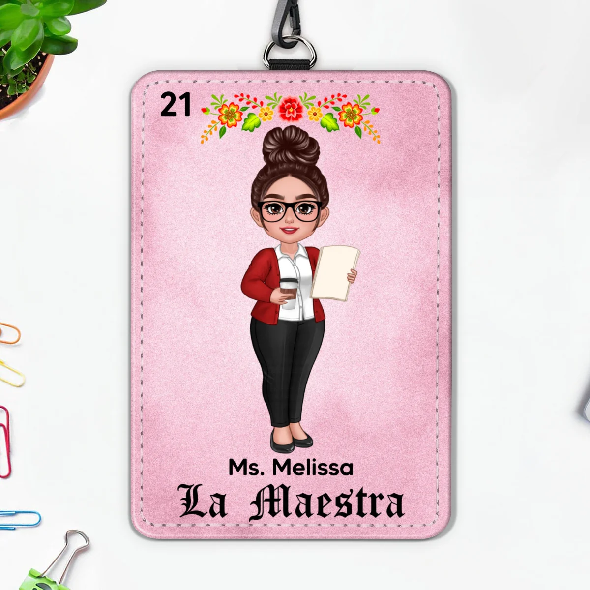 Teacher La Maestra Personalized ID Badge Holder, Back To School Gift For Teacher - Image 8