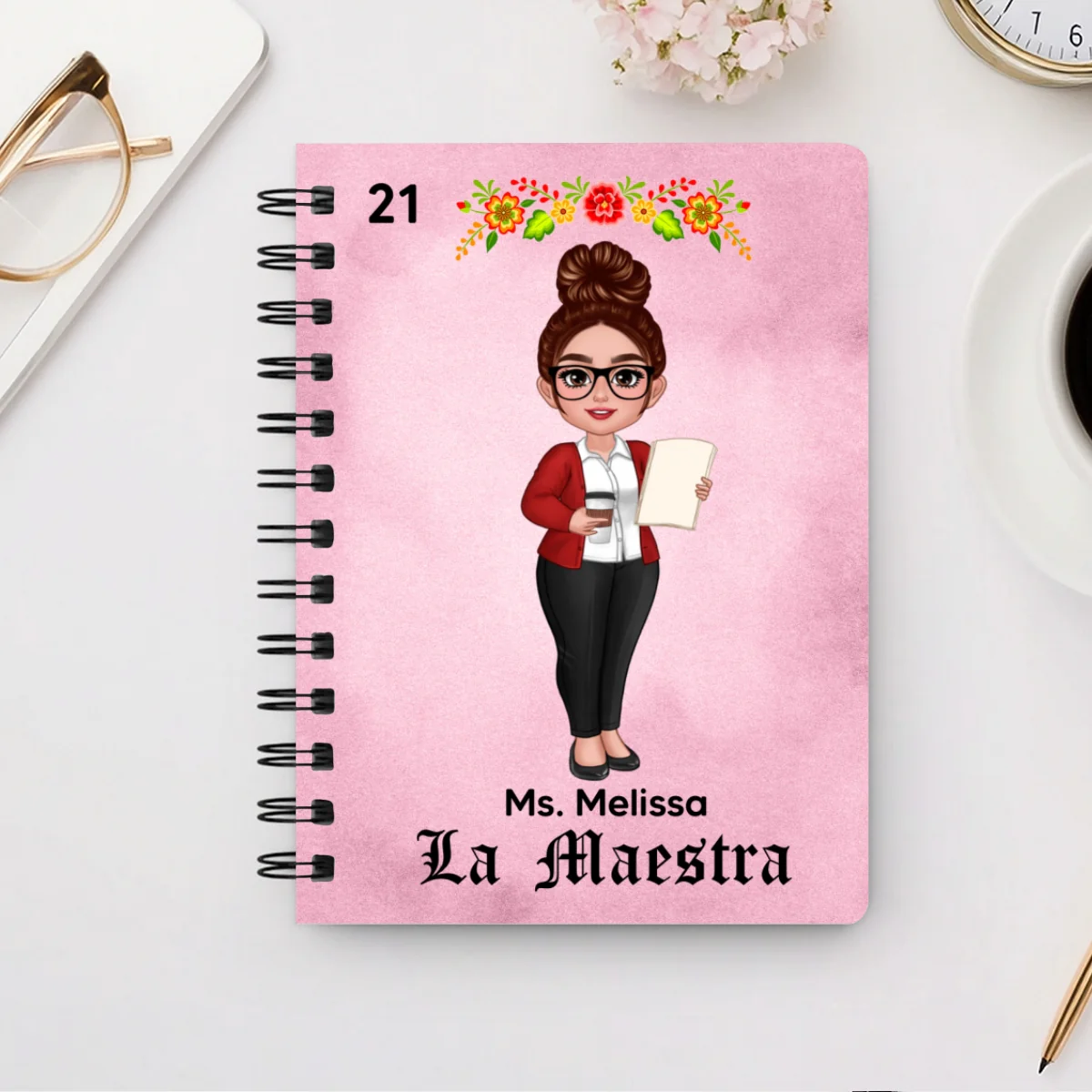 Teacher La Maestra Personalized Spiral Notebook Journal, Back To School Stationery - Image 7