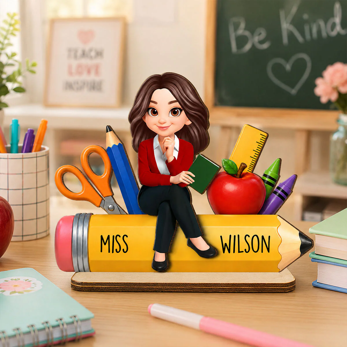 Teacher Life Pencil School Suppliers - Personalized 2-Layered Wooden Plaque - Back To School Gift For Teacher, Classroom Decor - Image 3