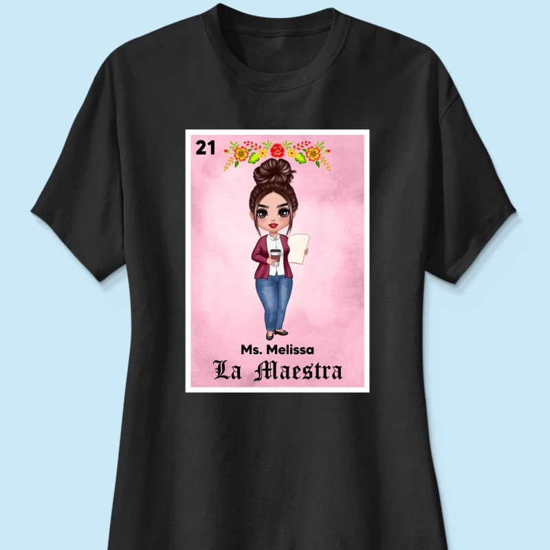 Teacher Maestra Loteria Card Personalized Shirt - Image 10