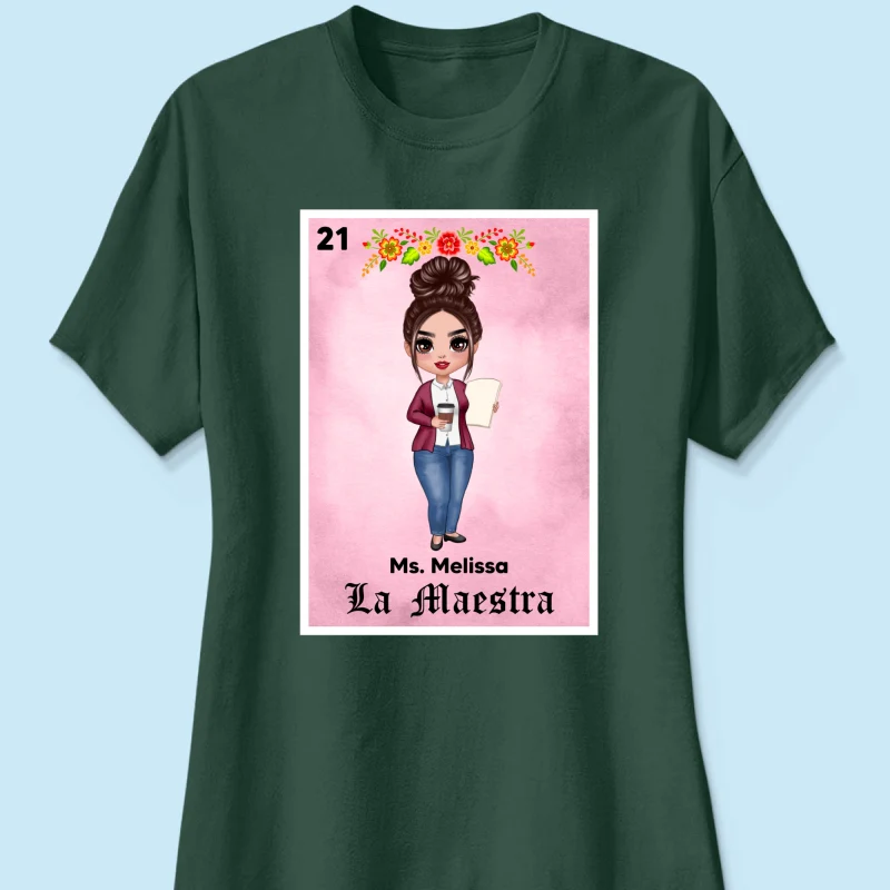 Teacher Maestra Loteria Card Personalized Shirt - Image 13