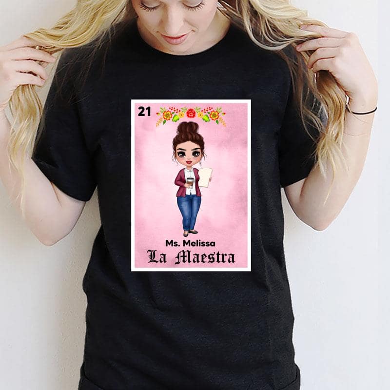 Teacher Maestra Loteria Card Personalized Shirt - Image 3