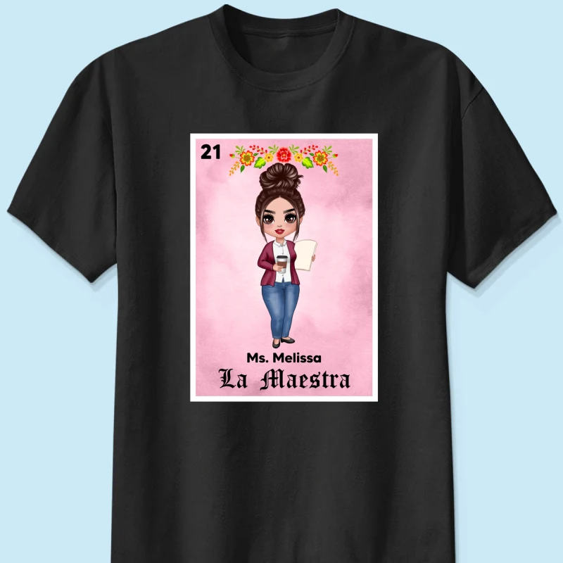 Teacher Maestra Loteria Card Personalized Shirt - Image 5