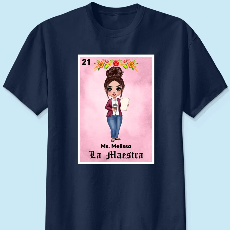 Teacher Maestra Loteria Card Personalized Shirt - Image 6