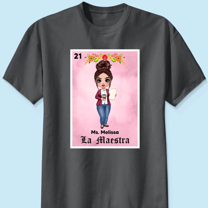 Teacher Maestra Loteria Card Personalized Shirt - Image 7