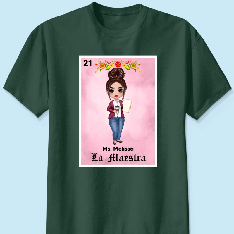 Teacher Maestra Loteria Card Personalized Shirt - Image 8