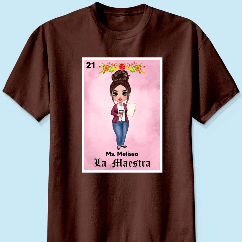 Teacher Maestra Loteria Card Personalized Shirt - Image 9