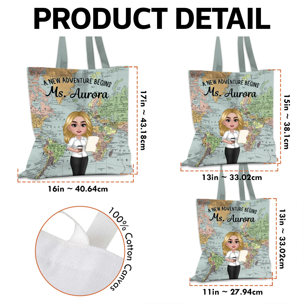 Teacher New Adventure World Map Theme Personalized Tote Bag, Back To School Gift For Teacher - Image 7