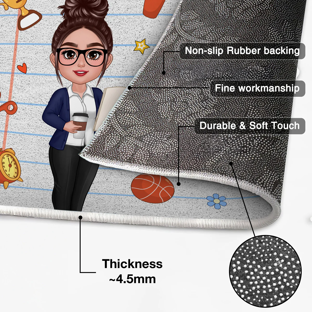 Teacher Notebook Pattern And Things Welcome To Classroom Personalized Doormat - Image 4