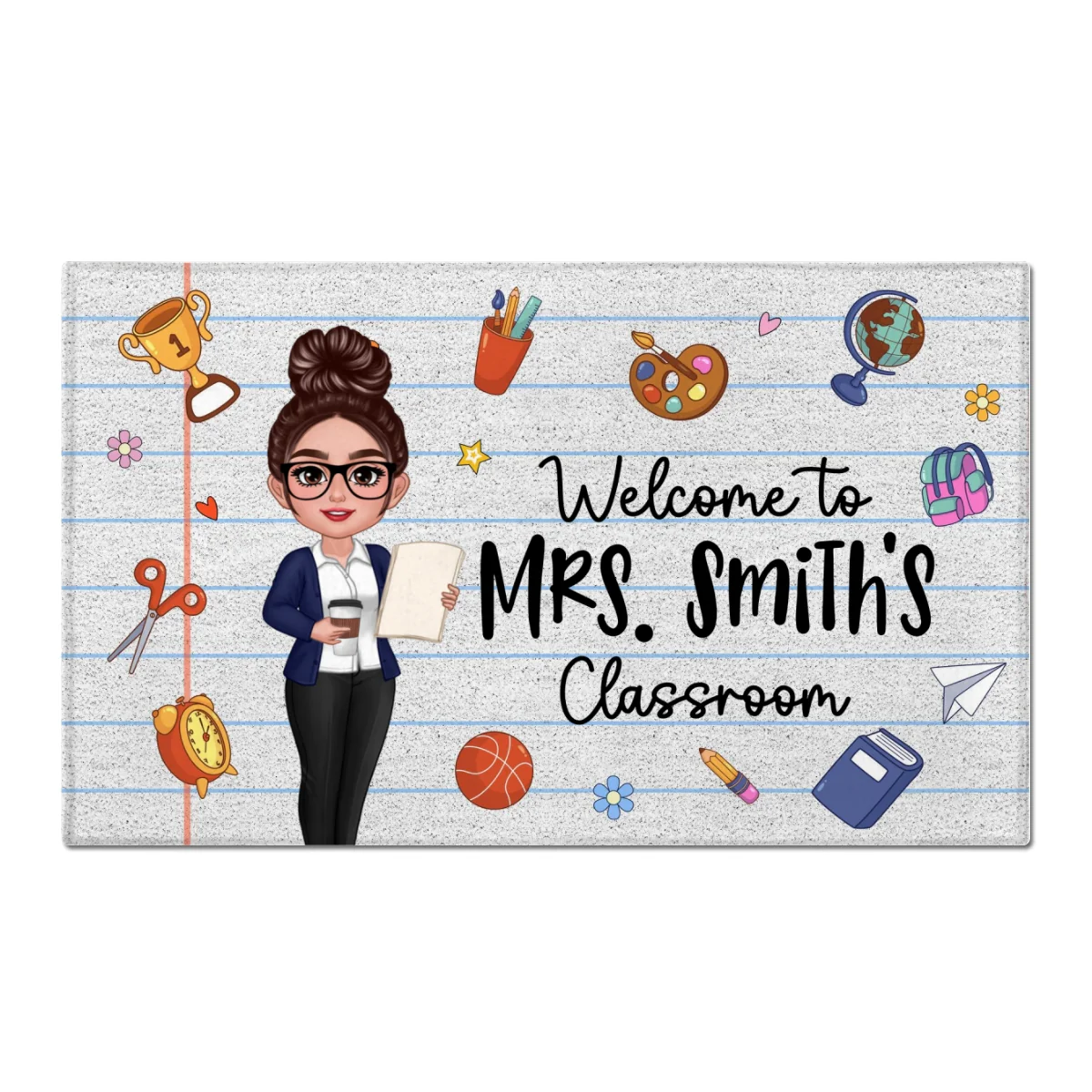 Teacher Notebook Pattern And Things Welcome To Classroom Personalized Doormat - Image 6