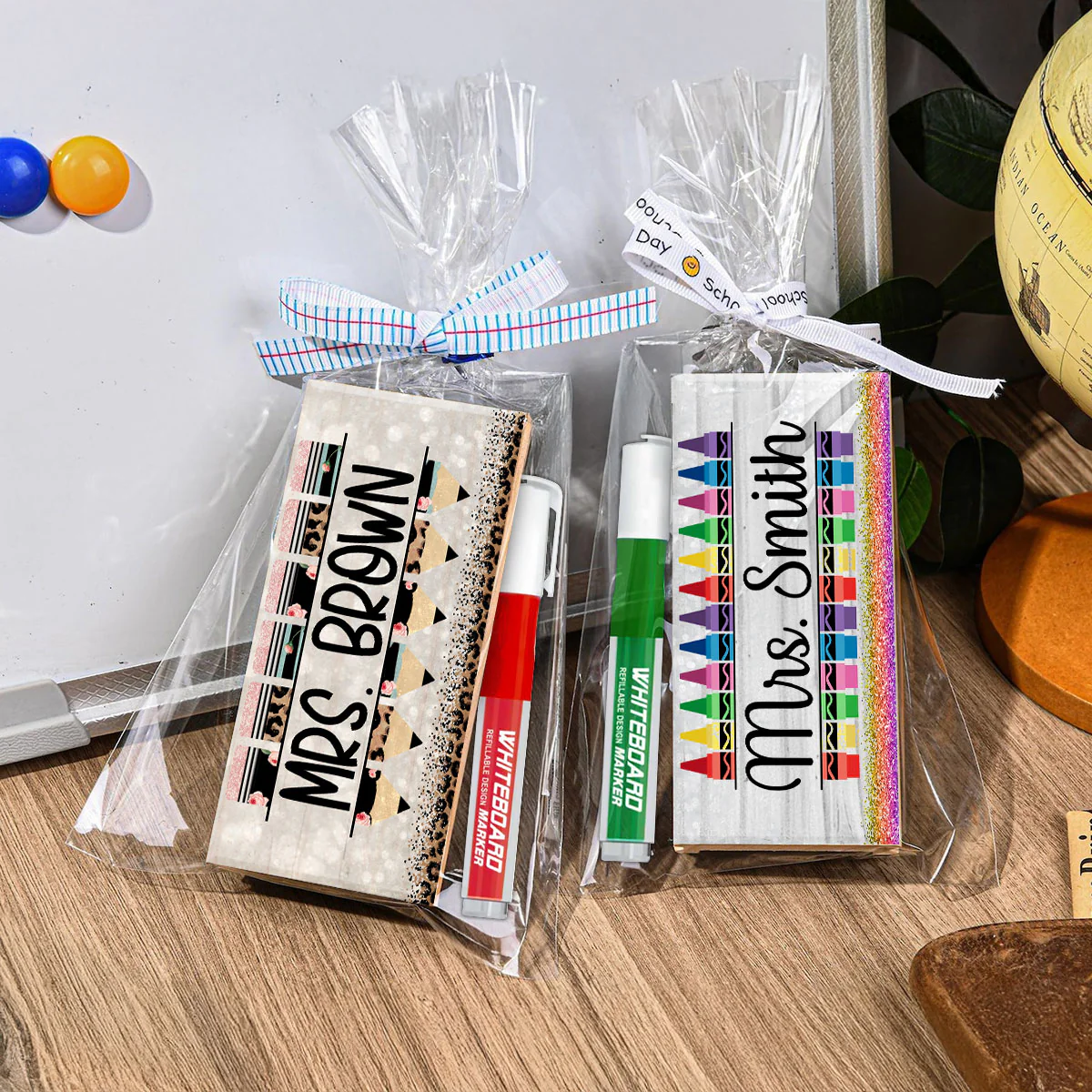 Teacher Pencil Glitter Pattern Personalized Teacher Whiteboard/Chalkboard Eraser with Marker, Teacher Appreciation Gifts, Back-to-School Teacher Gift Set - Image 3