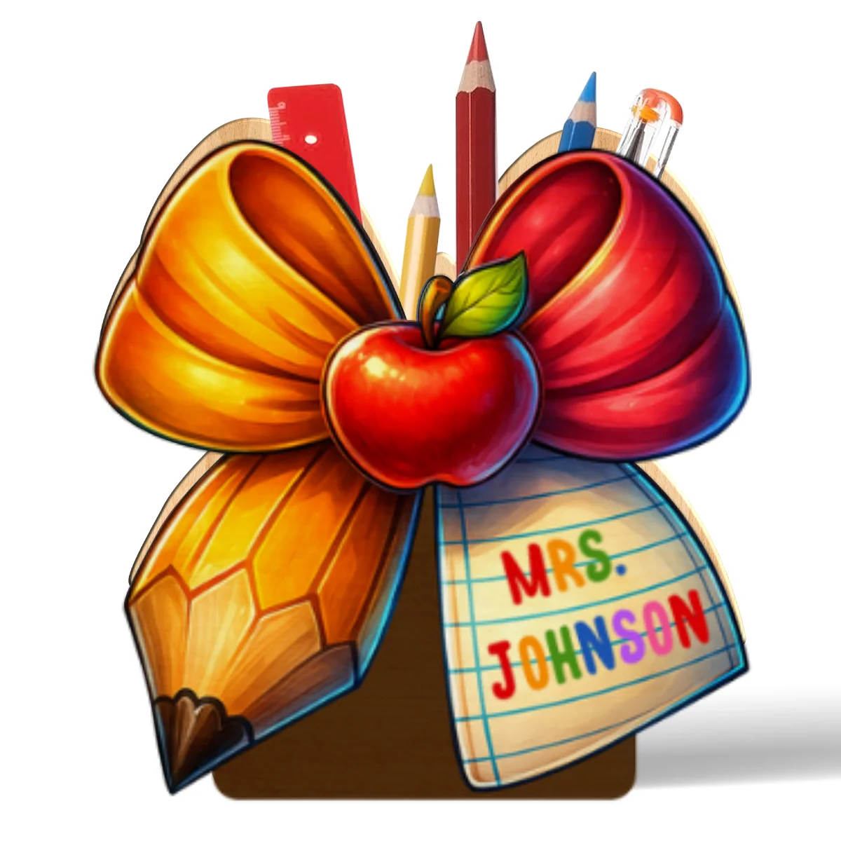 Teacher Pencil Paper Bow Personalized Pen & Pencil Holder, Gift for Teachers - Image 9