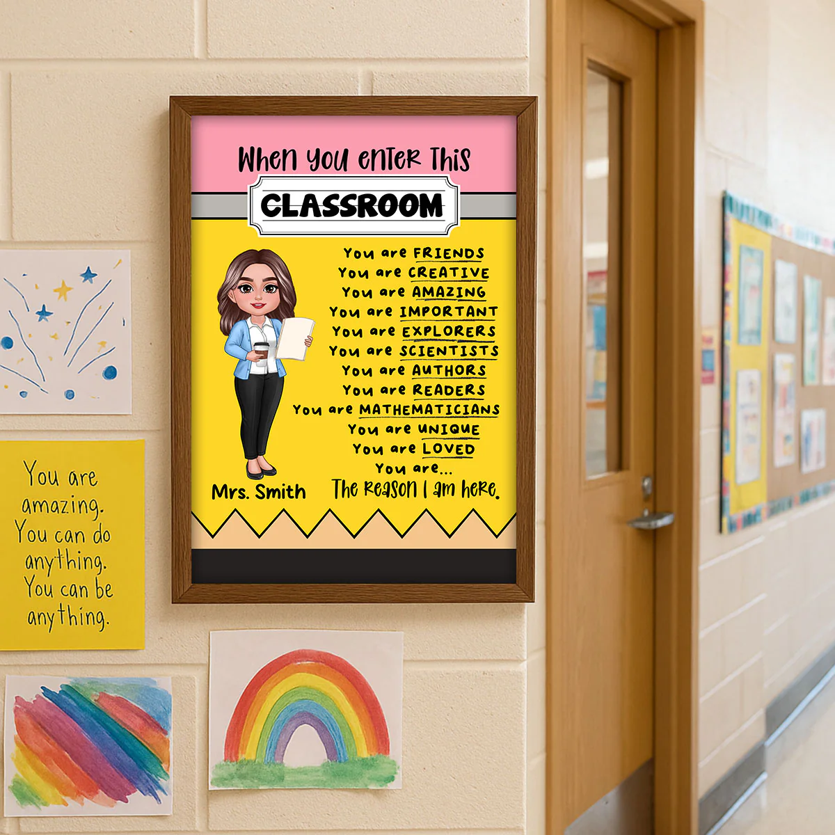 Teacher Pencil Pattern When You Enter This Classroom Personalized Poster - Image 6