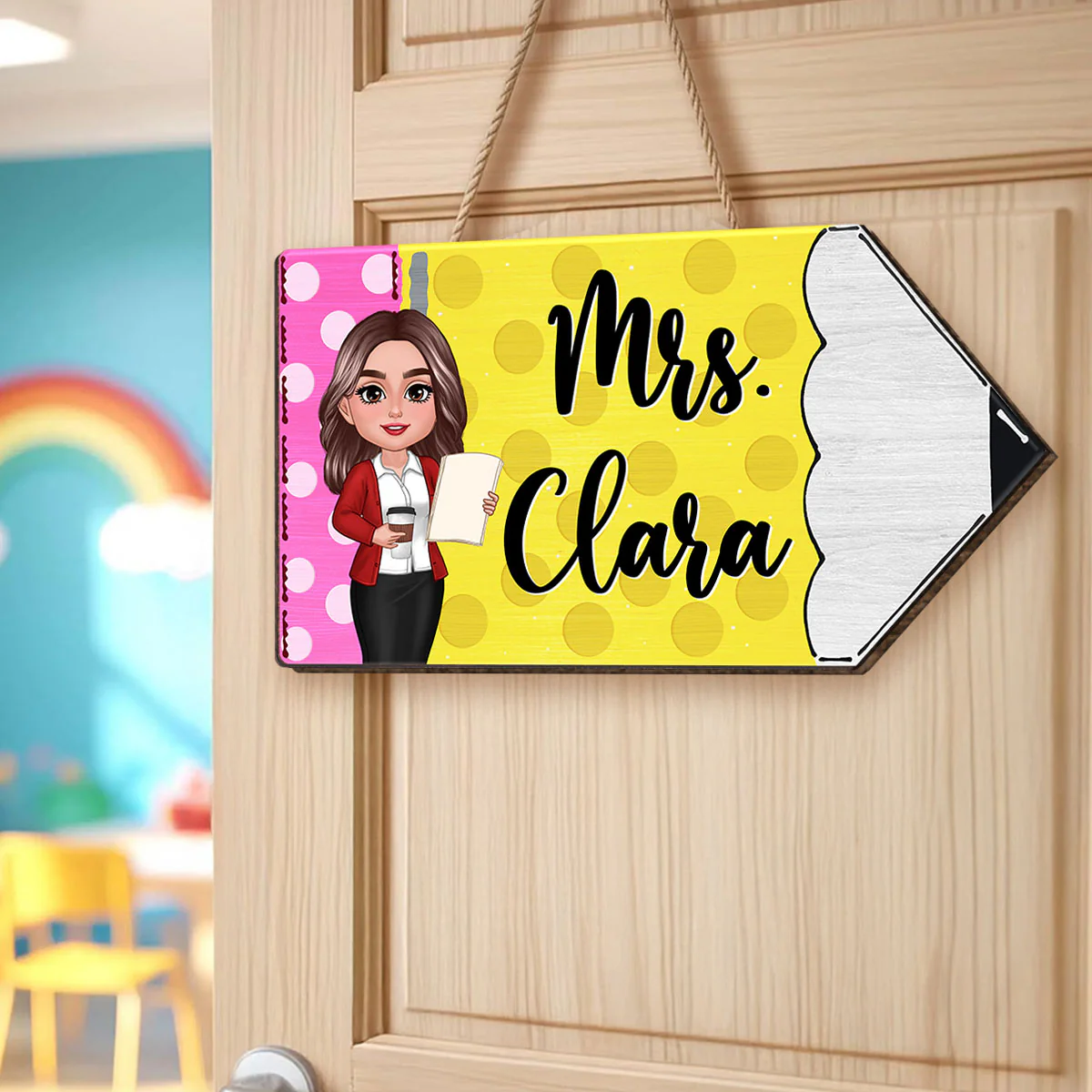 Teacher Pencil Personalized Wood Sign - Image 2
