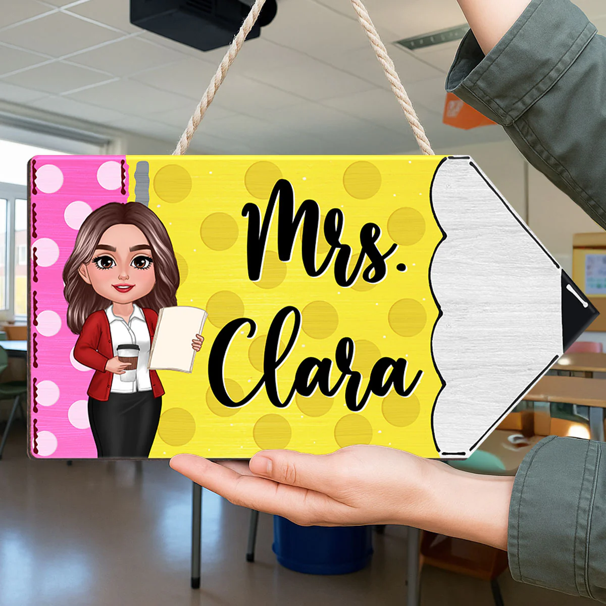 Teacher Pencil Personalized Wood Sign - Image 5