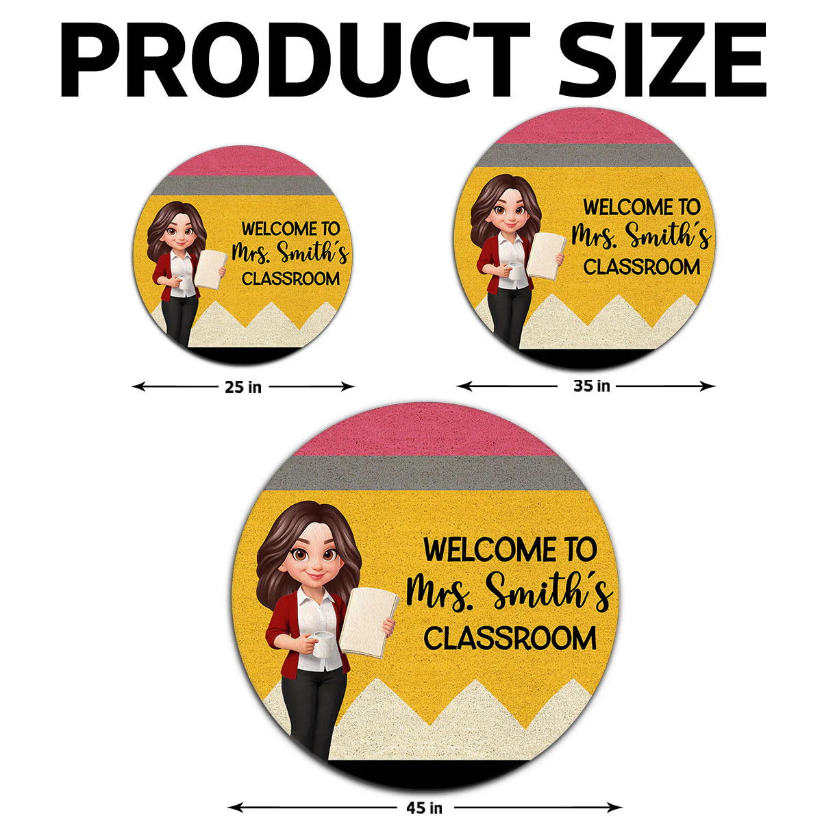 Teacher Pencil Welcome To Classroom Happy Learning - Personalized Doormat - Back To School, Classroom Decor - Image 5