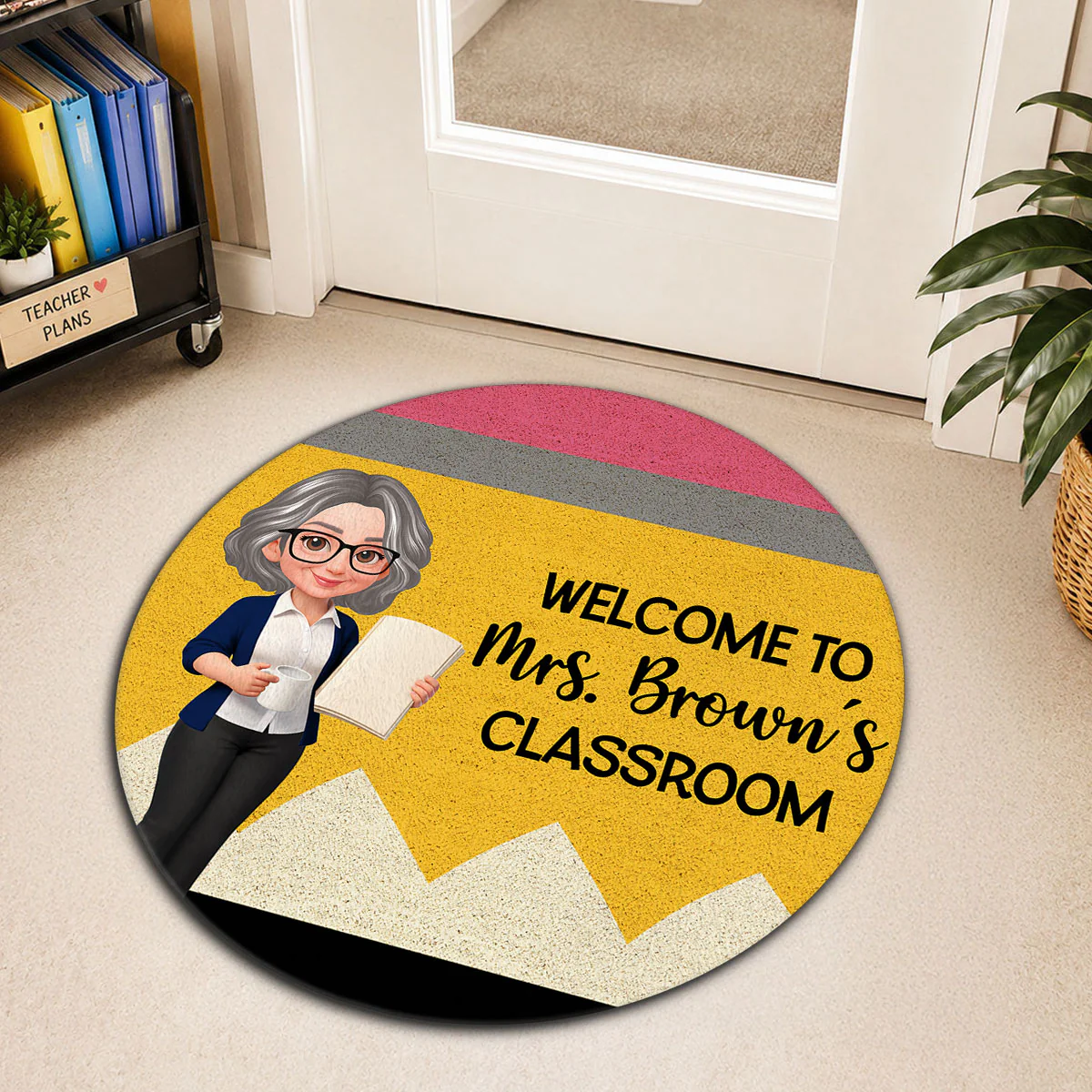 Teacher Pencil Welcome To Classroom Happy Learning - Personalized Doormat - Back To School, Classroom Decor - Image 9